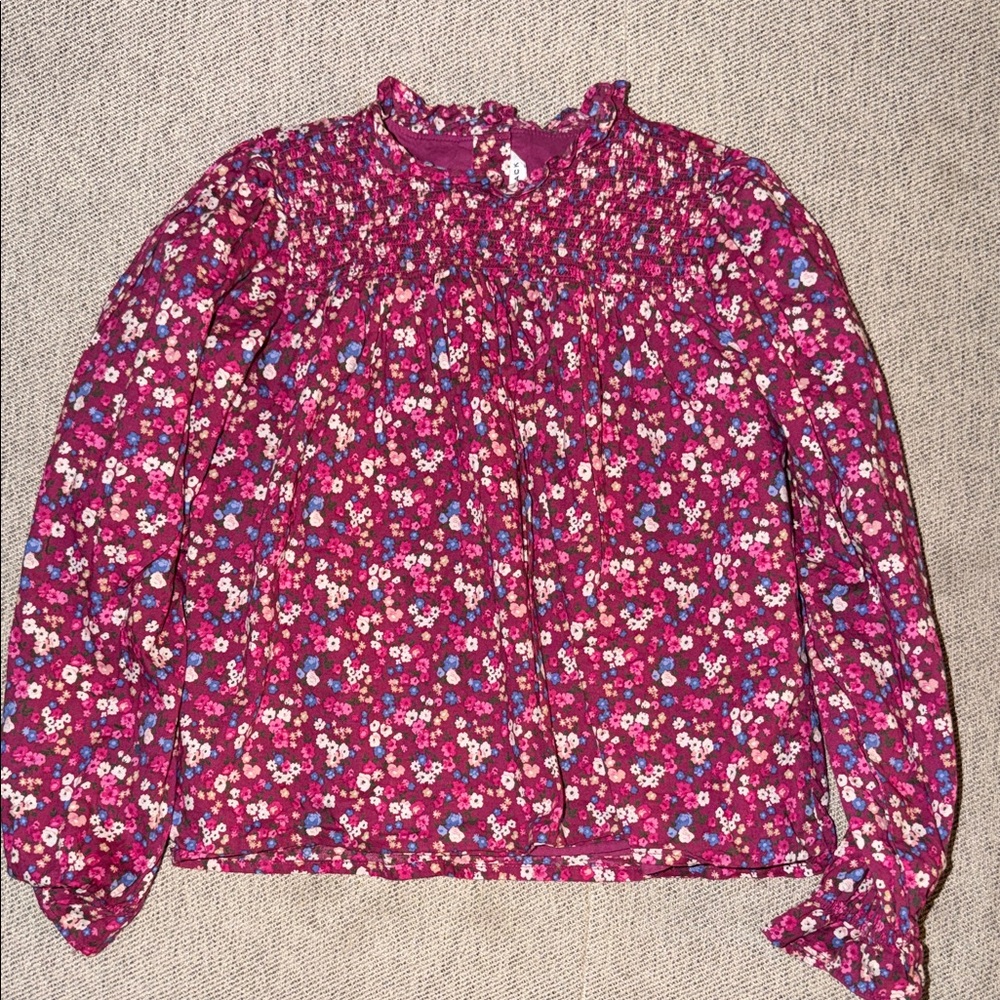 Janie and Jack Floral Smocked Ruffle Top